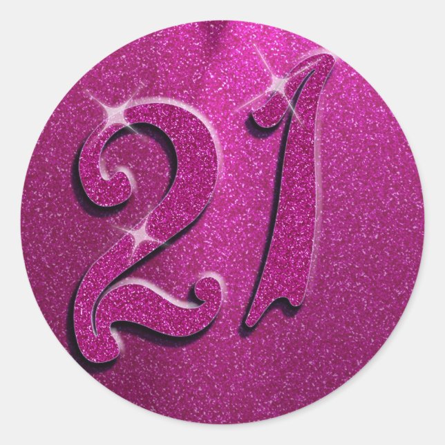 Sparkle 21st Pink Birthday Party Stickers (Front)