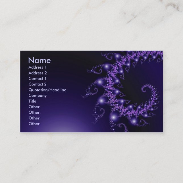 Sparkle 3 Abstract Fractal Fine Art Business Card (Front)