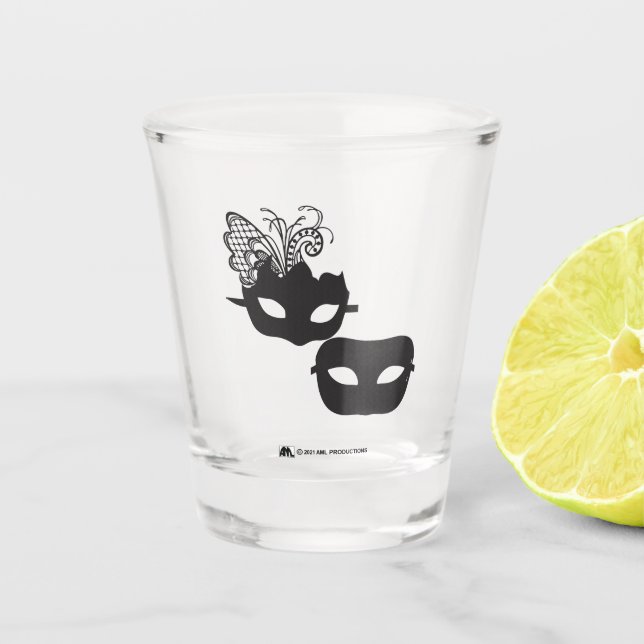 SPARKLE A Pair Of Masquerade Masks Shot Glass (Front)