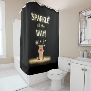 Sparkle All the Way Reindeer Shower Curtain