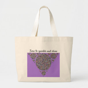 Sparkle and Shine Colourful Glitter Geometric Large Tote Bag