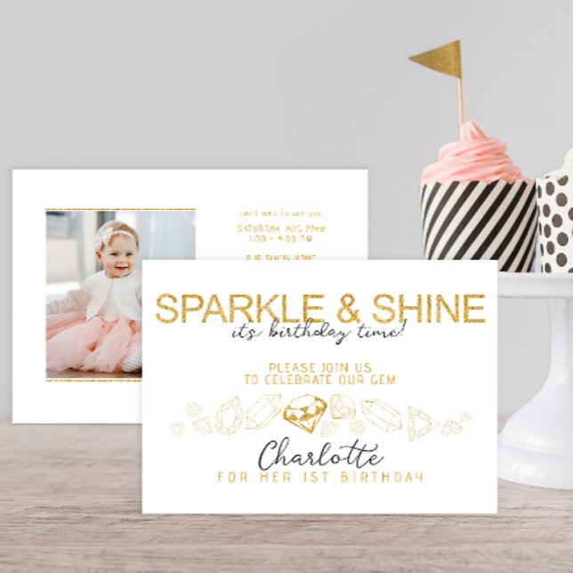 Sparkle and Shine Gem Birthday Invitation (Gem Birthday Party Invitation)