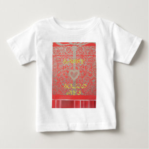 Sparkle and Shine: Red Glitter Heart Happy Holiday Baby T-Shirt