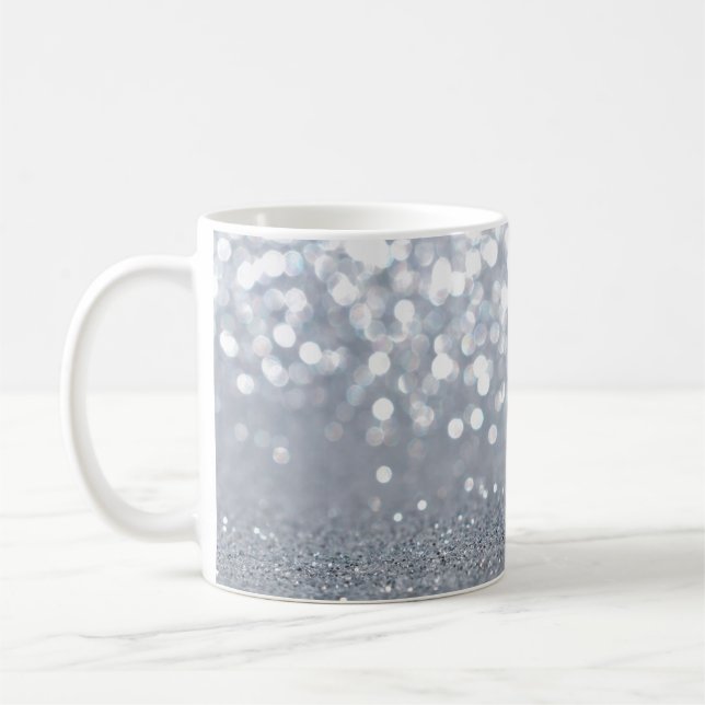 Sparkle and shiny of silver glitter abstract coffee mug (Left)