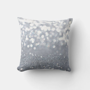 Sparkle and shiny of silver glitter abstract cushion