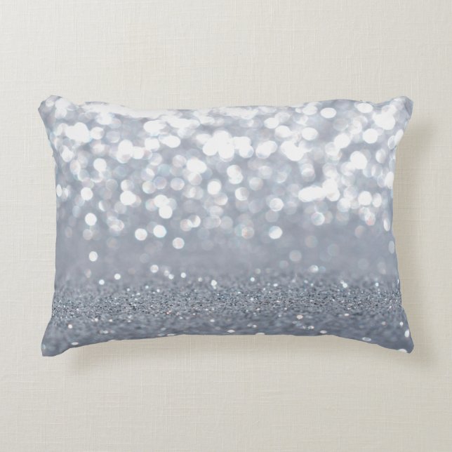 Sparkle and shiny of silver glitter abstract decorative cushion (Front)