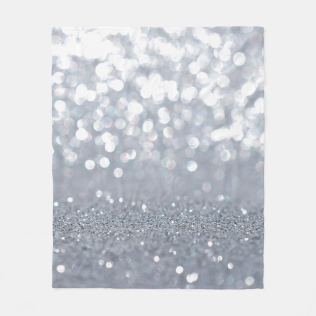 Sparkle and shiny of silver glitter abstract fleece blanket (Front)