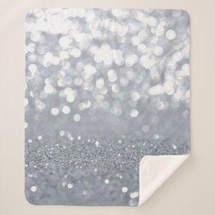 Sparkle and shiny of silver glitter abstract sherpa blanket