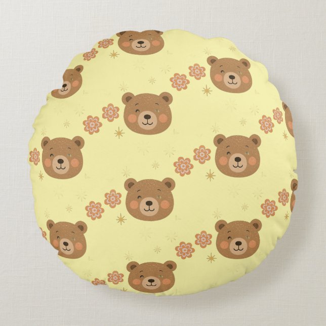 Sparkle Bear Round Pillow (Front)