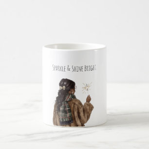 Sparkle Black Girl Christmas New Year Coffee Mug