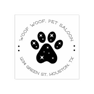 sparkle bling Paw Print pet salon Rubber Stamp