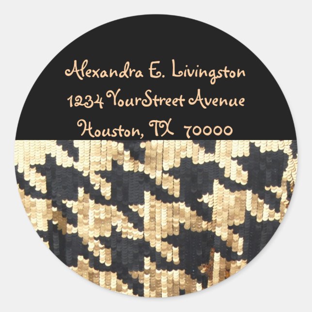 Sparkle Bling Return Address Classic Round Sticker (Front)