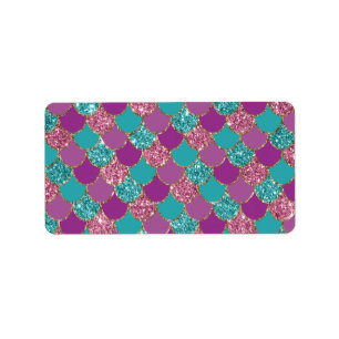 Sparkle Blue Purple Mermaid Tail Fish Scale Bright Label
