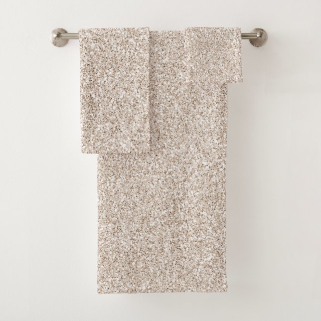 Sparkle Blush Cream Glitz Glitter     Bath Towel Set (Insitu)
