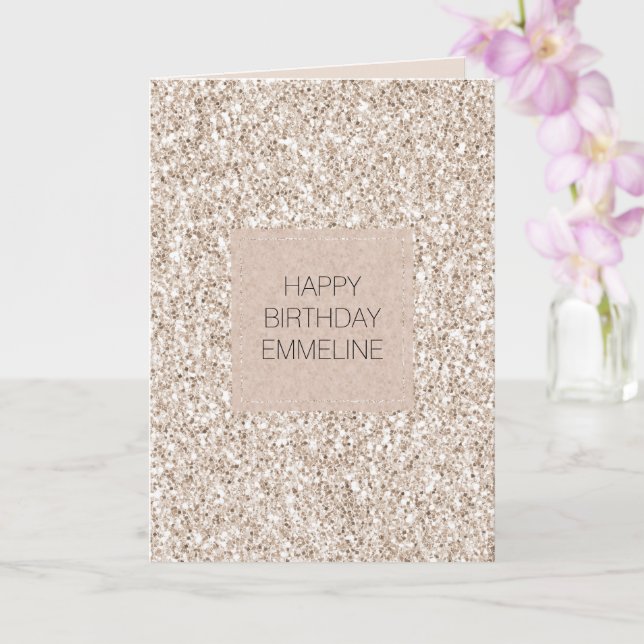Sparkle Blush Cream Glitz Glitter Birthday  Card (Orchid)