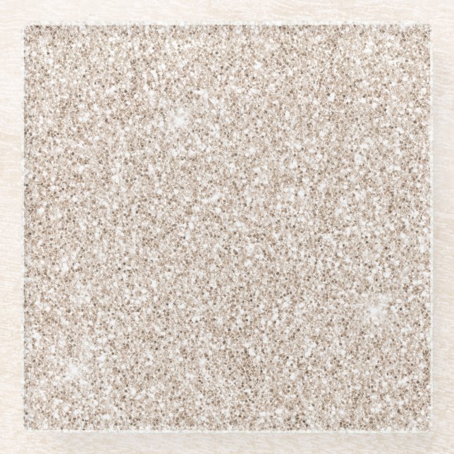 Sparkle Blush Cream Glitz Glitter      Glass Coaster (Front)