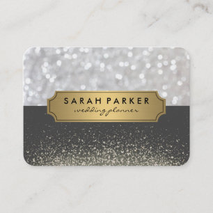 Sparkle Bokeh with Faux Metallic Gold Label Business Card