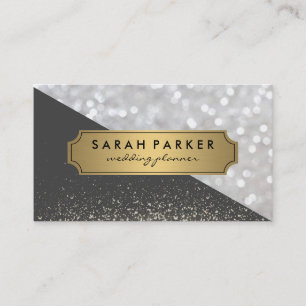 Sparkle Bokeh with Faux Metallic Gold Label Business Card