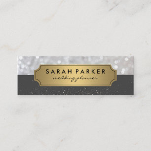 Sparkle Bokeh with Faux Metallic Gold Label Mini Business Card