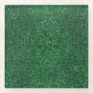 Sparkle Bright Green Dots St Patricks Day Glass Coaster