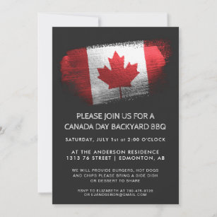 Sparkle Brushstroke Canada Day BBQ Invitation