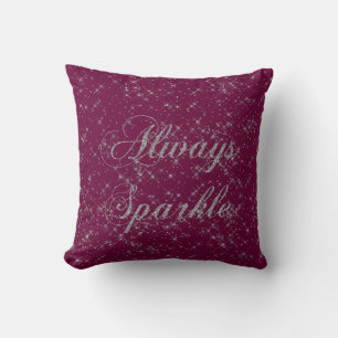 Sparkle Burgundy Pink Silver Glitter Cushion