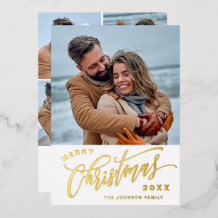 Sparkle Christmas 5 PHOTO Gold Foil Holiday Card