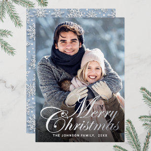 Sparkle Christmas PHOTO Greeting Silver Foil Holiday Card