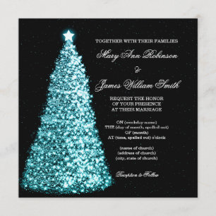 Sparkle Christmas Wedding Turquoise Invitation