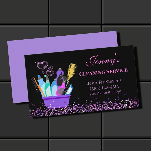 Sparkle Cleaning Supplies Cleaning Service Business Card (Creator Uploaded)