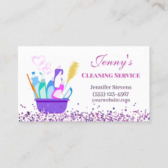 Sparkle Cleaning Supplies Cleaning Service Business Card (Front)