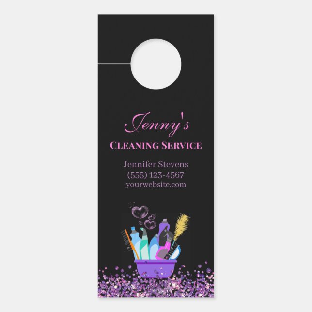 Sparkle Cleaning Supplies Cleaning Service Door Hanger (Front)