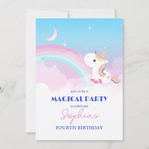 Sparkle & Clouds Unicorn Party Invitation