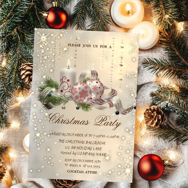  Sparkle Confetti Balls Candle Christmas Party  Invitation (Creator Uploaded)