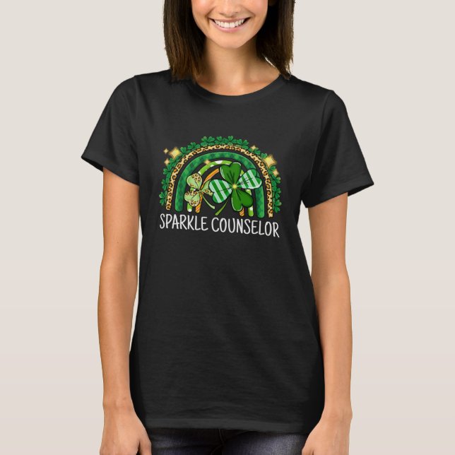 Sparkle Counsellor Rainbow Lucky St Patrick's Day  T-Shirt (Front)