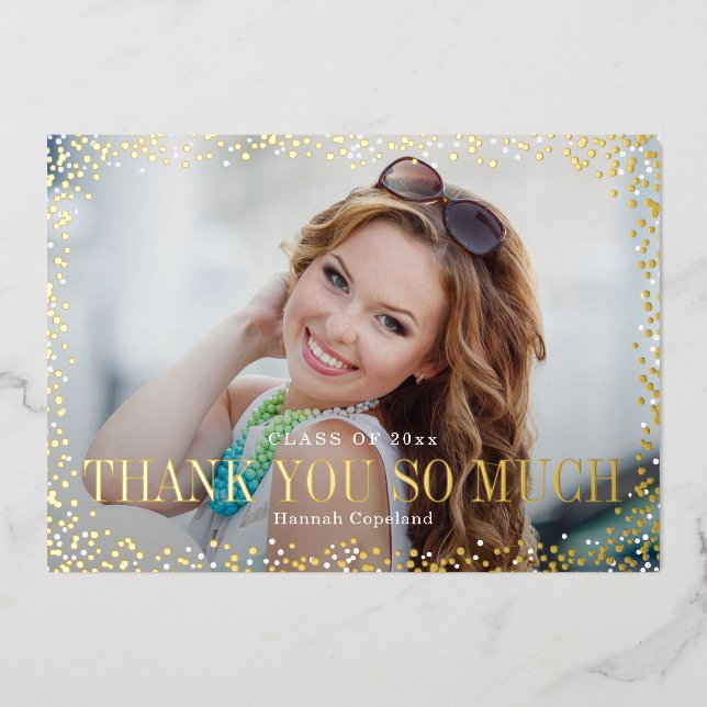 Sparkle Delight Foil Graduation Thank You Card (Front)