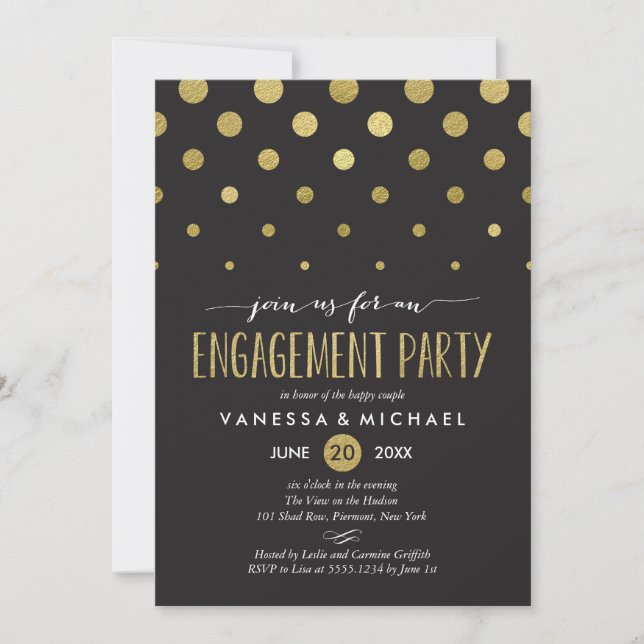 Sparkle Dots Engagement Party Invitation (Front)