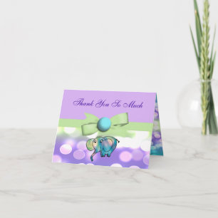 Sparkle Dots Pastel Elephant Baby Shower CSTM4 Thank You Card