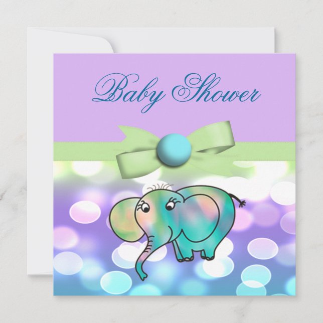 Sparkle Dots Pastel Elephant Baby Shower Invitation (Front)