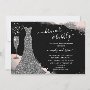 Sparkle Dress Brunch And Bubbly Bridal Shower  Invitation