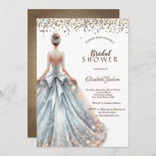 Sparkle Dress Girl Rustic Wood Invitation