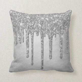 Sparkle Drip Decor | Platinum Silver Metallic Ice Cushion