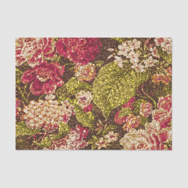 Sparkle Effect Floral Brocade Tissue Paper (Front)