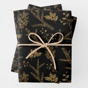 Sparkle Elegant Black Gold Holiday Luxury Vibe Wrapping Paper Sheet