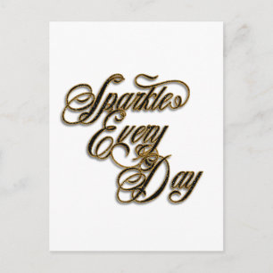 Sparkle Every Day Black Gold Glitter Wordart Postcard