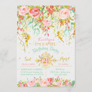 Sparkle Fairy Enchanted Garden Birthday Invitation