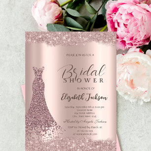 Sparkle Frame Rose Gold Dress Bridal Shower  Invitation