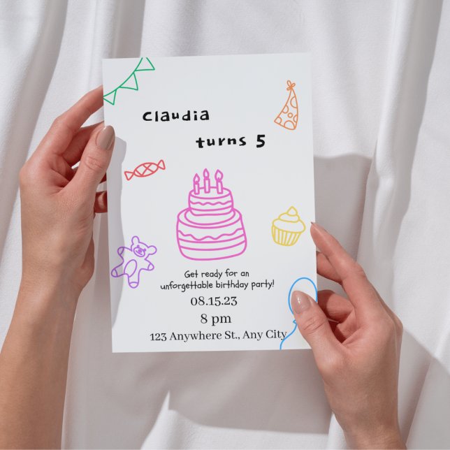 Sparkle & Fun 5th Birthday Invitation (Creator Uploaded)