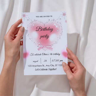 Sparkle & Fun 5th Birthday Invitation