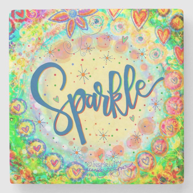 Sparkle Fun Colourful Whimsical Inspirational Drin Stone Coaster (Front)